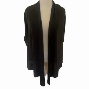 Derek Heart 3/4 sleeve open cardigan womens M Medium cascade dark gray black